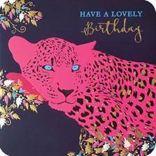 Pink Jaguar Happy Birthday Card