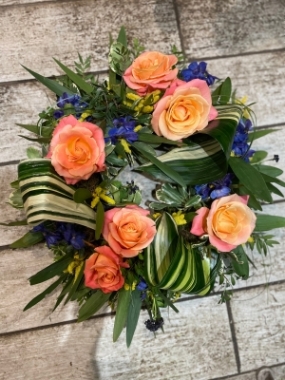 Modern white rose wreath