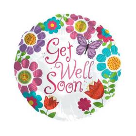 Get Well Soon Balloon Butterfly Flowers